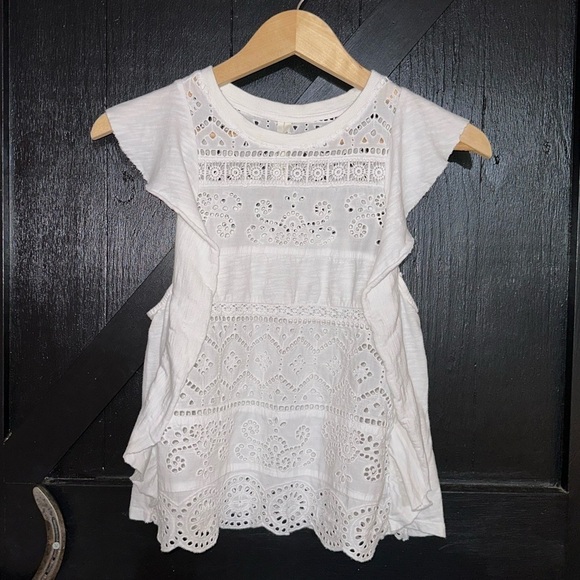 By Anthropologie Sustainable Embroidered Eyelet Lace Boho White Feminine Tank - Picture 4 of 11